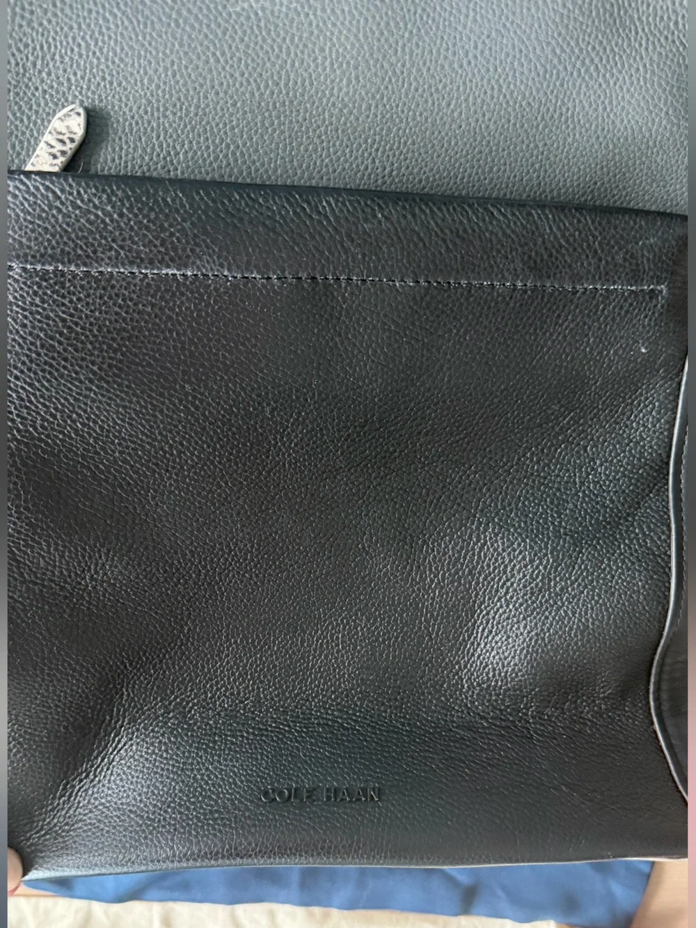 Cole Haan Black & Snake-Print Leather Tote Backpack with Dust Bag